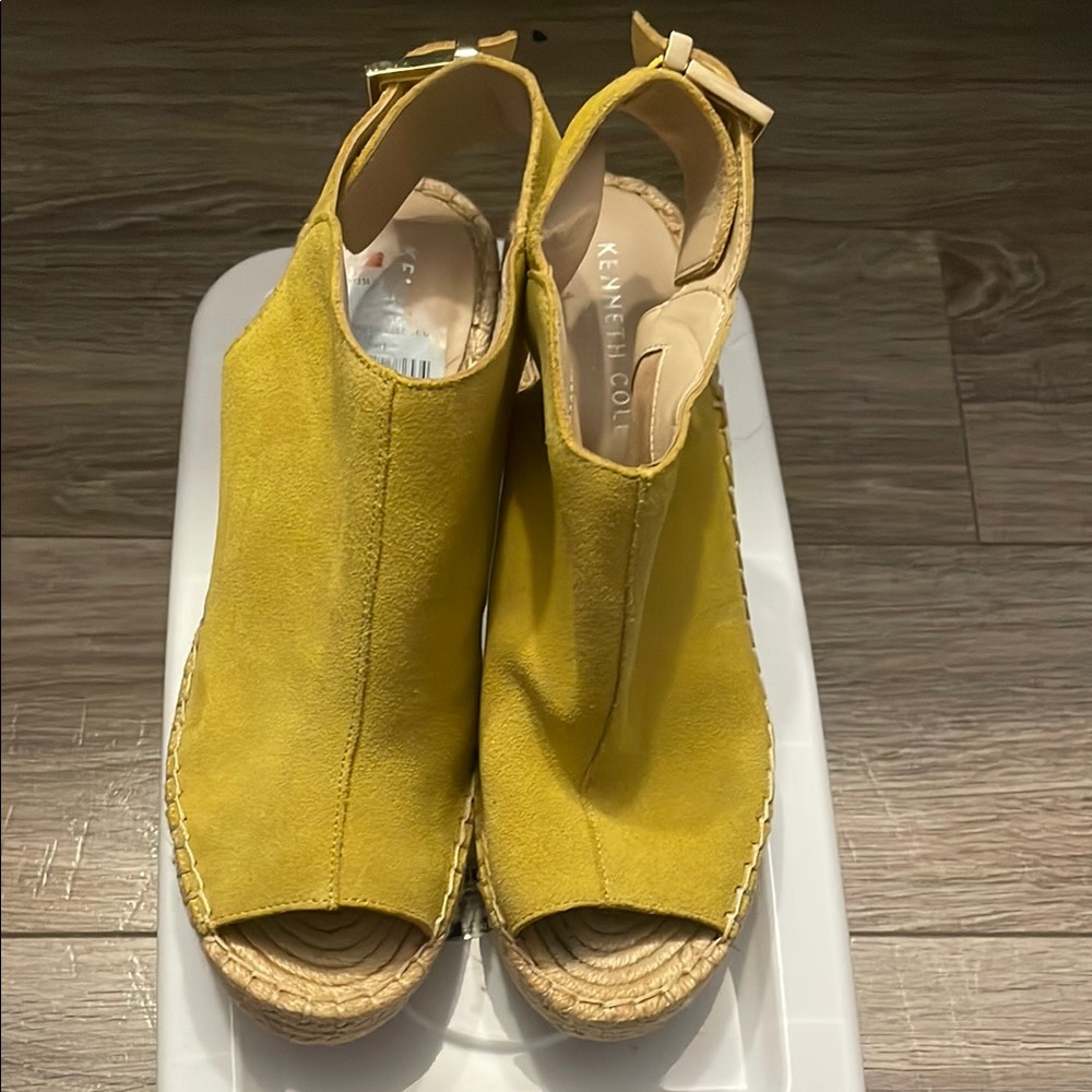 Kenneth Cole Women's Yellow Peep-Toe Wedge Sandals